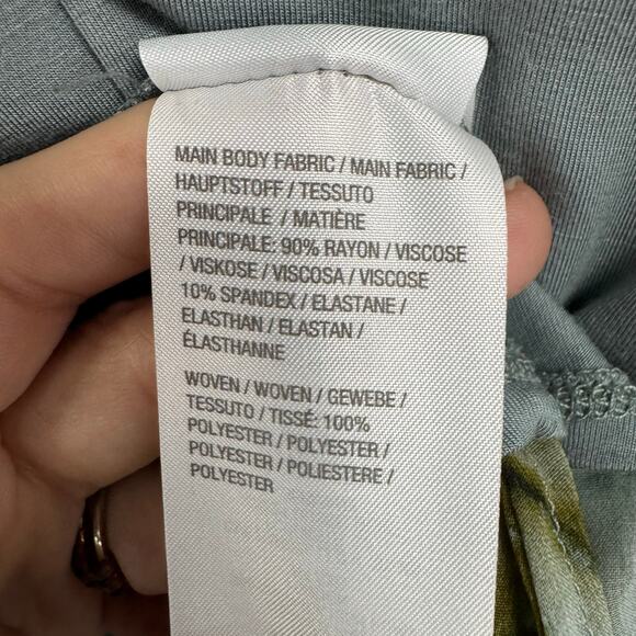 Logo Gray Green Print Long Sleeve Single Front Clasp Cardigan Womens Medium - Picture 5 of 8